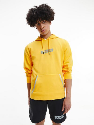 Calvin Klein Ruhák HU365591 | Calvin Klein Cotton Terry Férfi Kapucnis Pulóver Sárga